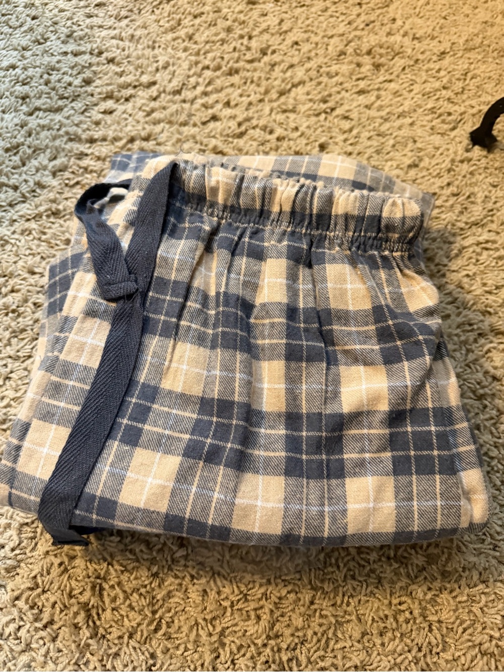Womens Grau and Cream Plaid Elastic Waist Bottoms